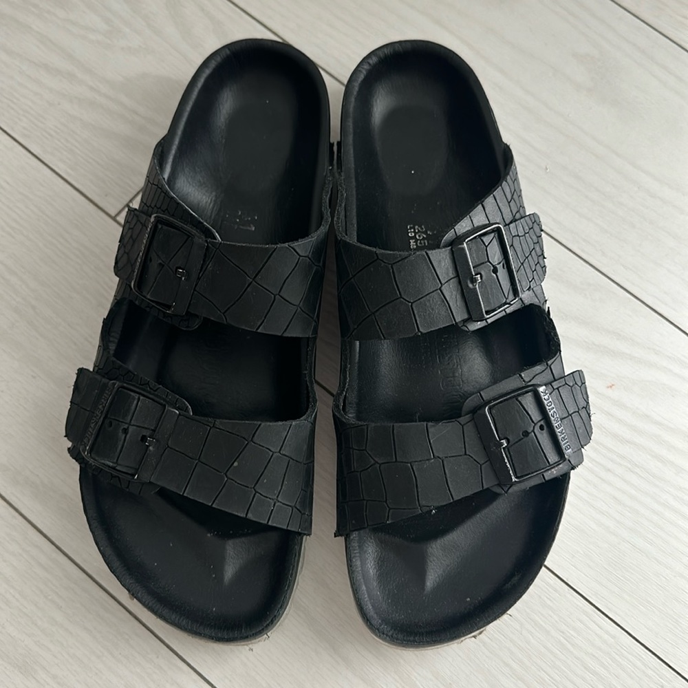 Birkenstock Alligator Crocodile print ALL LEATHER 41 black